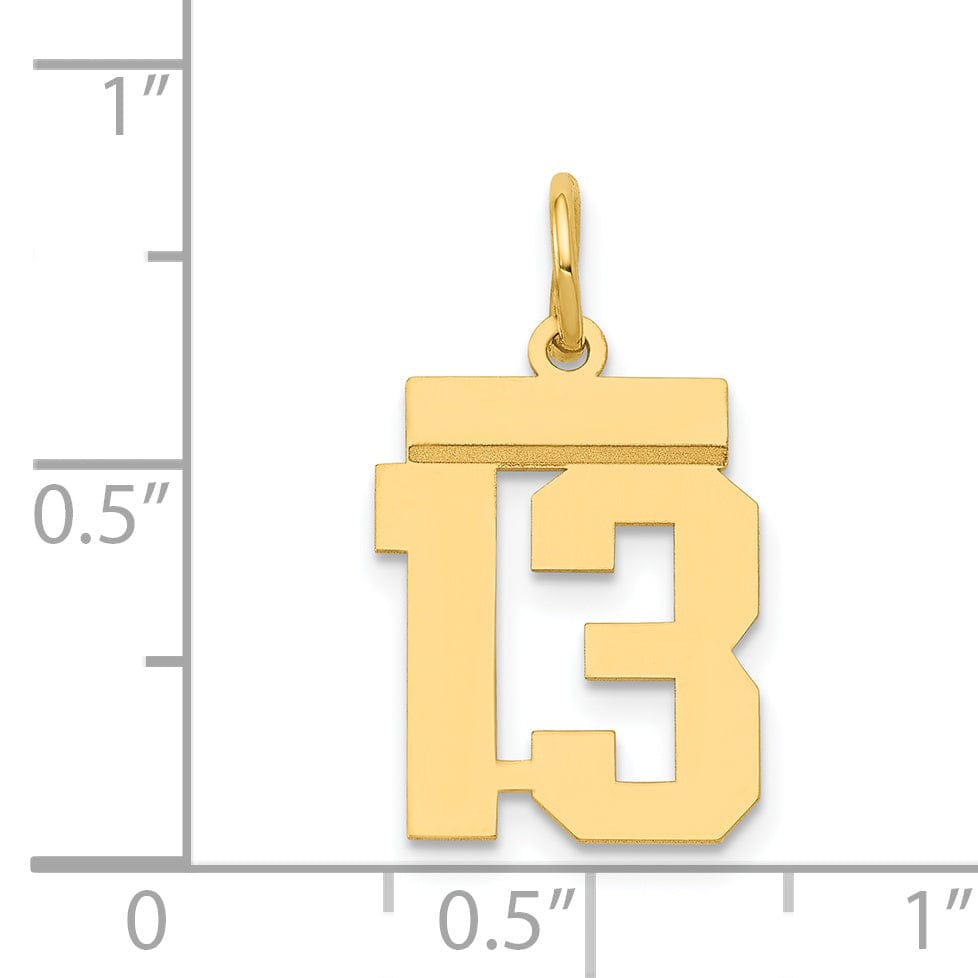 Lovely Rita's Pendants & Charms 14k Yellow Gold Polished Finish Small Size Number 13 Charm Pendant