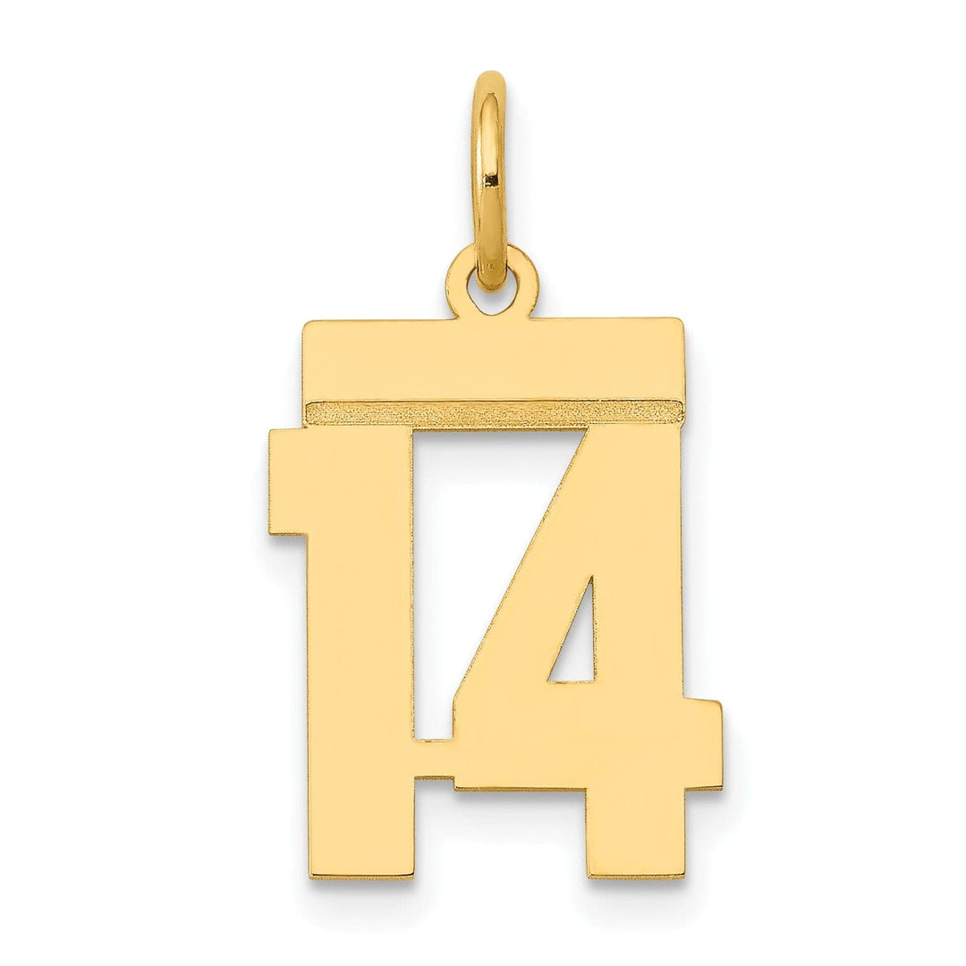 Lovely Rita's Pendants & Charms 14k Yellow Gold Polished Finish Small Size Number 14 Charm Pendant