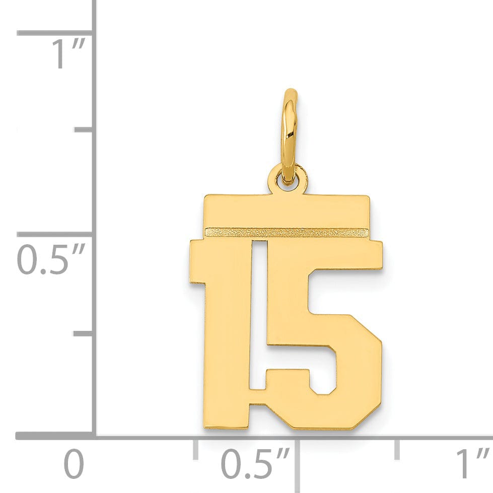 Lovely Rita's Pendants & Charms 14k Yellow Gold Polished Finish Small Size Number 15 Charm Pendant
