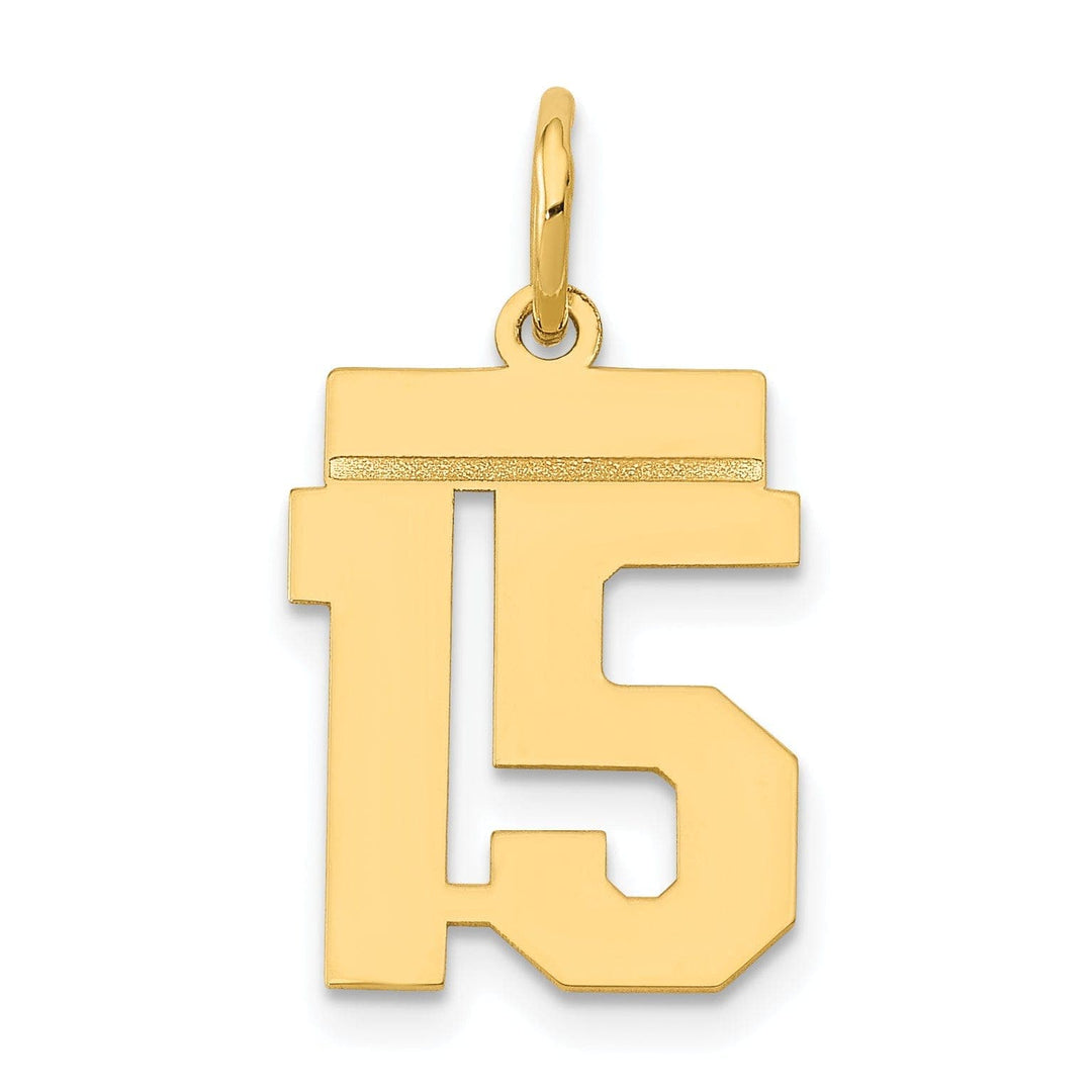 Lovely Rita's Pendants & Charms 14k Yellow Gold Polished Finish Small Size Number 15 Charm Pendant