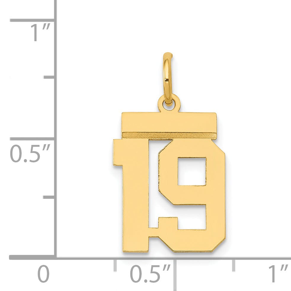 Lovely Rita's Pendants & Charms 14k Yellow Gold Polished Finish Small Size Number 19 Charm Pendant