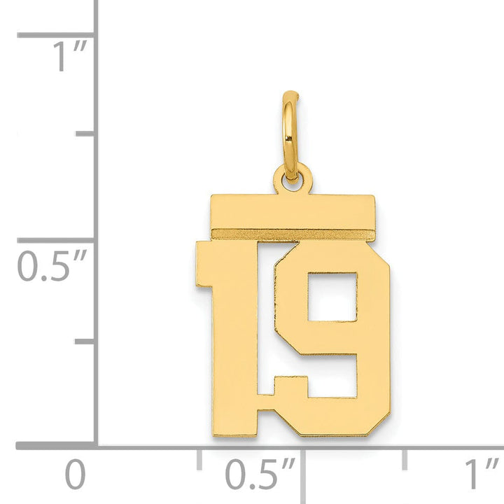 Lovely Rita's Pendants & Charms 14k Yellow Gold Polished Finish Small Size Number 19 Charm Pendant