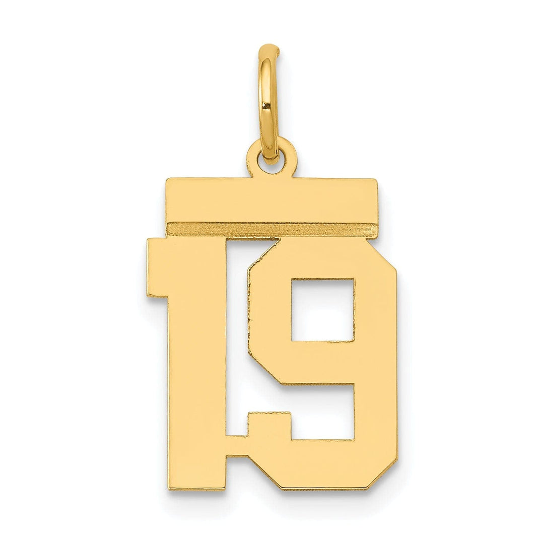 Lovely Rita's Pendants & Charms 14k Yellow Gold Polished Finish Small Size Number 19 Charm Pendant