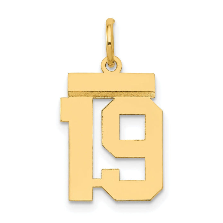Lovely Rita's Pendants & Charms 14k Yellow Gold Polished Finish Small Size Number 19 Charm Pendant