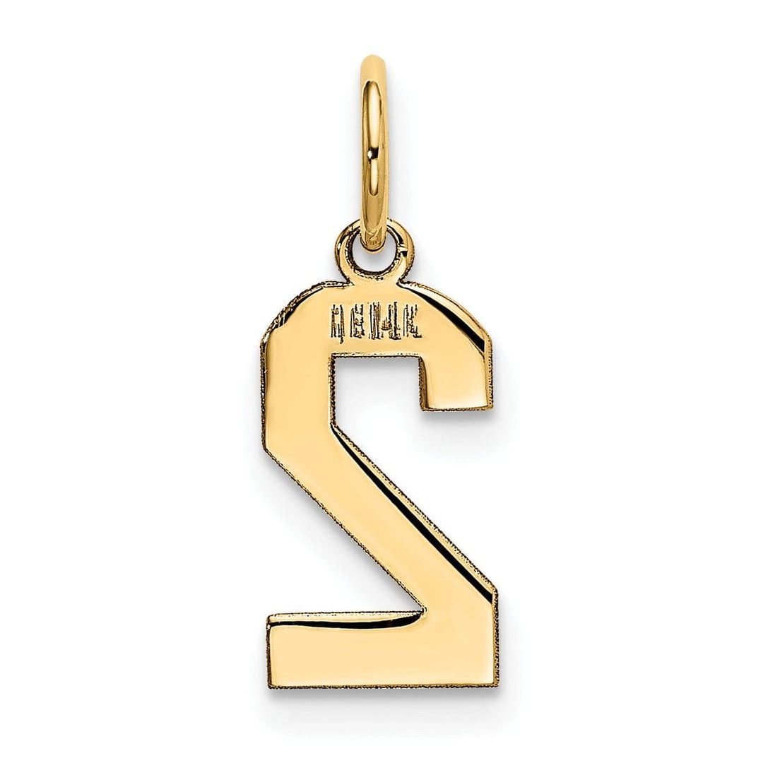Lovely Rita's Pendants & Charms 14k Yellow Gold Polished Finish Small Size Number 2 Charm Pendant