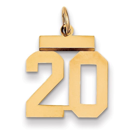Lovely Rita's Pendants & Charms 14k Yellow Gold Polished Finish Small Size Number 20 Charm Pendant