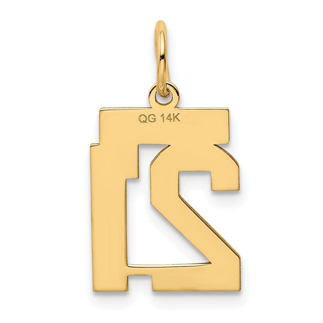 Lovely Rita's Pendants & Charms 14k Yellow Gold Polished Finish Small Size Number 21 Charm Pendant