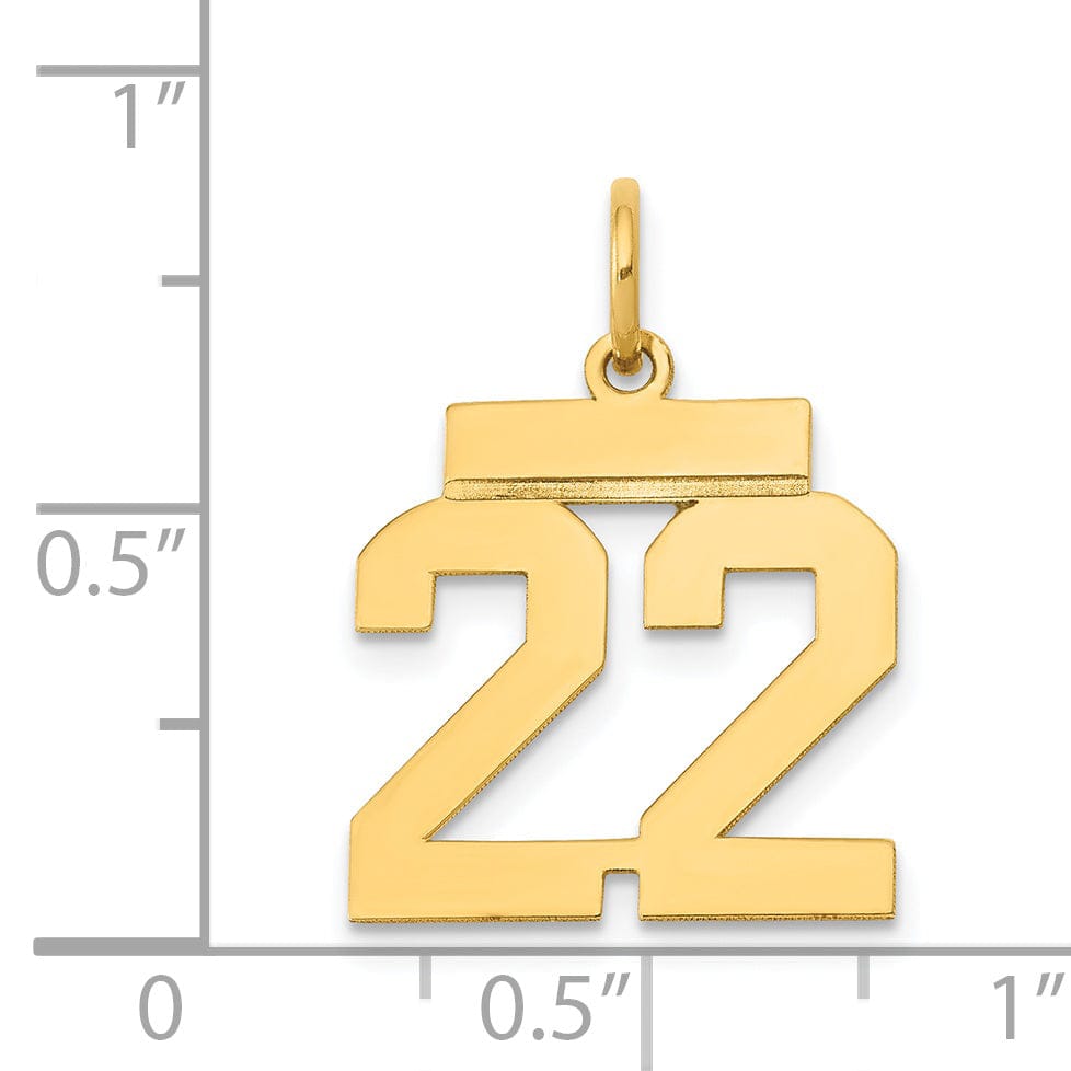 Lovely Rita's Pendants & Charms 14k Yellow Gold Polished Finish Small Size Number 22 Charm Pendant