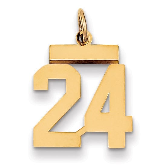 Lovely Rita's Pendants & Charms 14k Yellow Gold Polished Finish Small Size Number 24 Charm Pendant