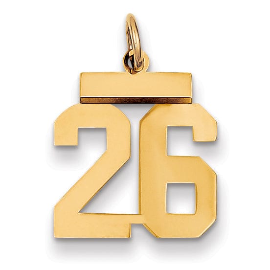 Lovely Rita's Pendants & Charms 14k Yellow Gold Polished Finish Small Size Number 26 Charm Pendant