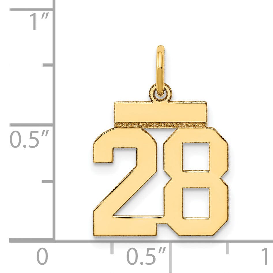 Lovely Rita's Pendants & Charms 14k Yellow Gold Polished Finish Small Size Number 28 Charm Pendant