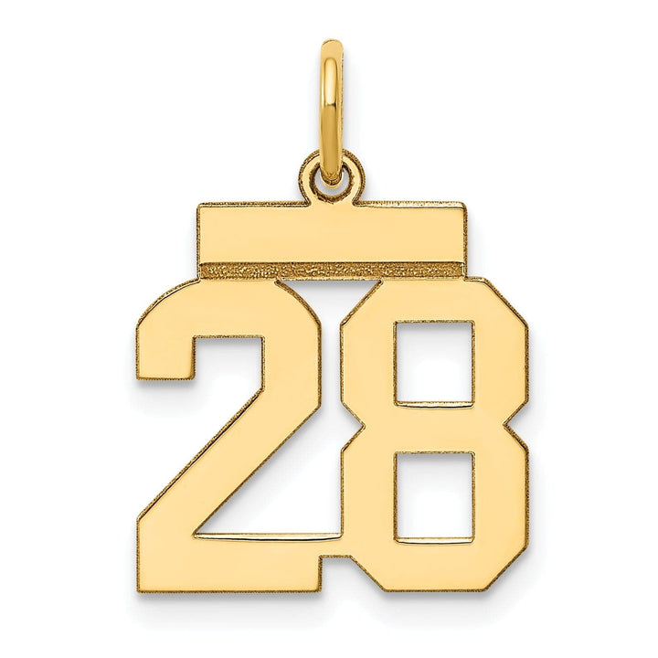 Lovely Rita's Pendants & Charms 14k Yellow Gold Polished Finish Small Size Number 28 Charm Pendant