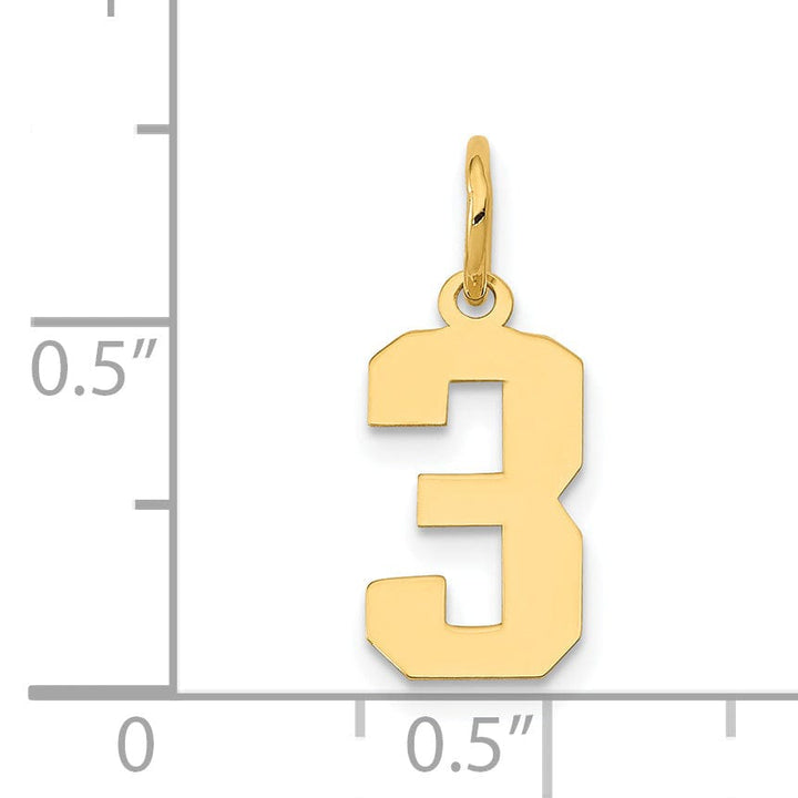 Lovely Rita's Pendants & Charms 14k Yellow Gold Polished Finish Small Size Number 3 Charm Pendant