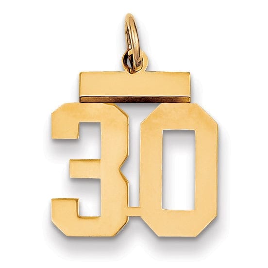 Lovely Rita's Pendants & Charms 14k Yellow Gold Polished Finish Small Size Number 30 Charm Pendant