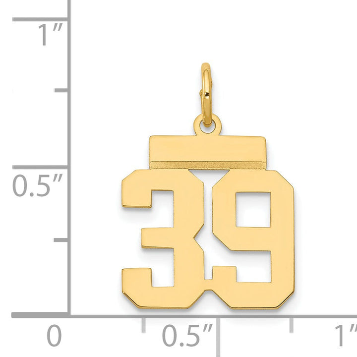 Lovely Rita's Pendants & Charms 14k Yellow Gold Polished Finish Small Size Number 39 Charm Pendant