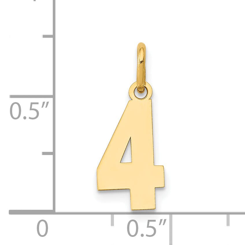 Lovely Rita's Pendants & Charms 14k Yellow Gold Polished Finish Small Size Number 4 Charm Pendant