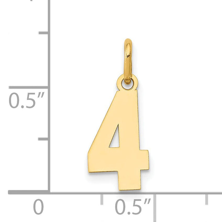 Lovely Rita's Pendants & Charms 14k Yellow Gold Polished Finish Small Size Number 4 Charm Pendant