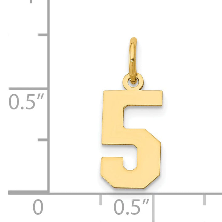 Lovely Rita's Pendants & Charms 14k Yellow Gold Polished Finish Small Size Number 5 Charm Pendant