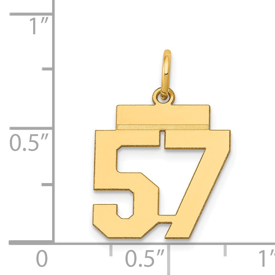 Lovely Rita's Pendants & Charms 14k Yellow Gold Polished Finish Small Size Number 57 Charm Pendant