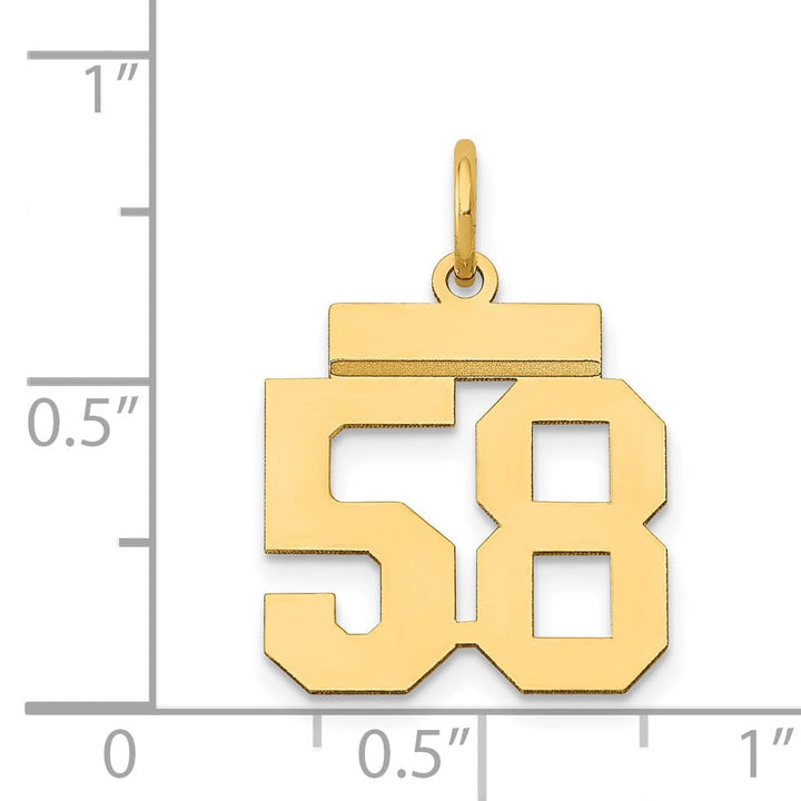 Lovely Rita's Pendants & Charms 14k Yellow Gold Polished Finish Small Size Number 58 Charm Pendant