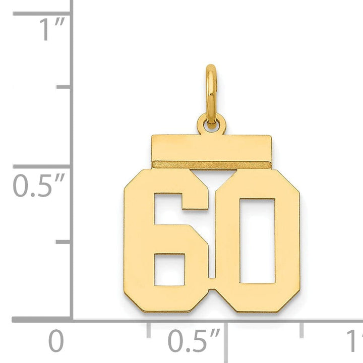 Lovely Rita's Pendants & Charms 14k Yellow Gold Polished Finish Small Size Number 60 Charm Pendant