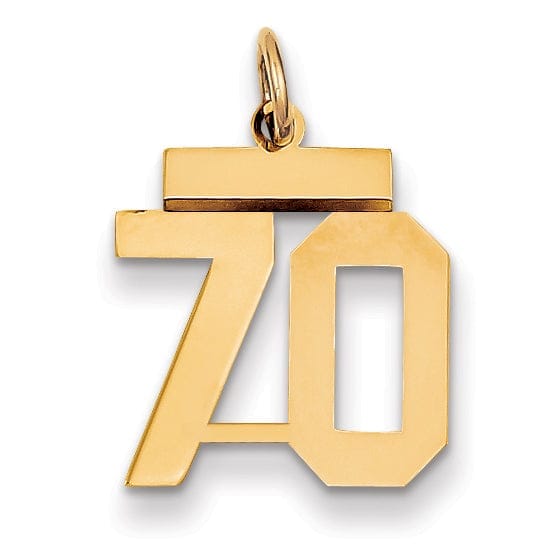 Lovely Rita's Pendants & Charms 14k Yellow Gold Polished Finish Small Size Number 70 Charm Pendant