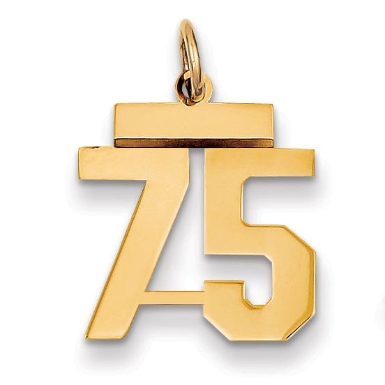 Lovely Rita's Pendants & Charms 14k Yellow Gold Polished Finish Small Size Number 75 Charm Pendant