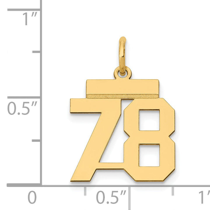 Lovely Rita's Pendants & Charms 14k Yellow Gold Polished Finish Small Size Number 78 Charm Pendant