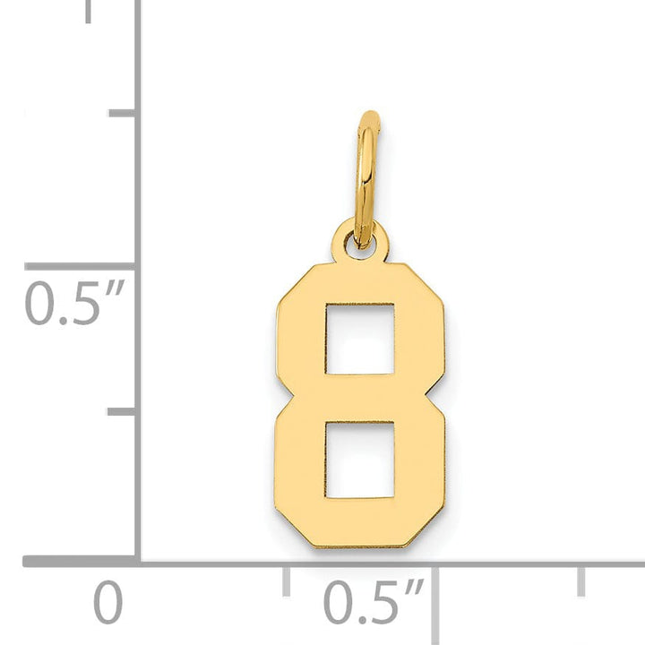 Lovely Rita's Pendants & Charms 14k Yellow Gold Polished Finish Small Size Number 8 Charm Pendant