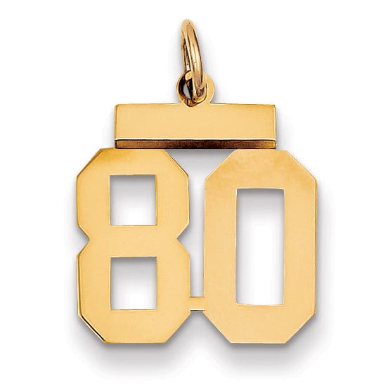 Lovely Rita's Pendants & Charms 14k Yellow Gold Polished Finish Small Size Number 80 Charm Pendant