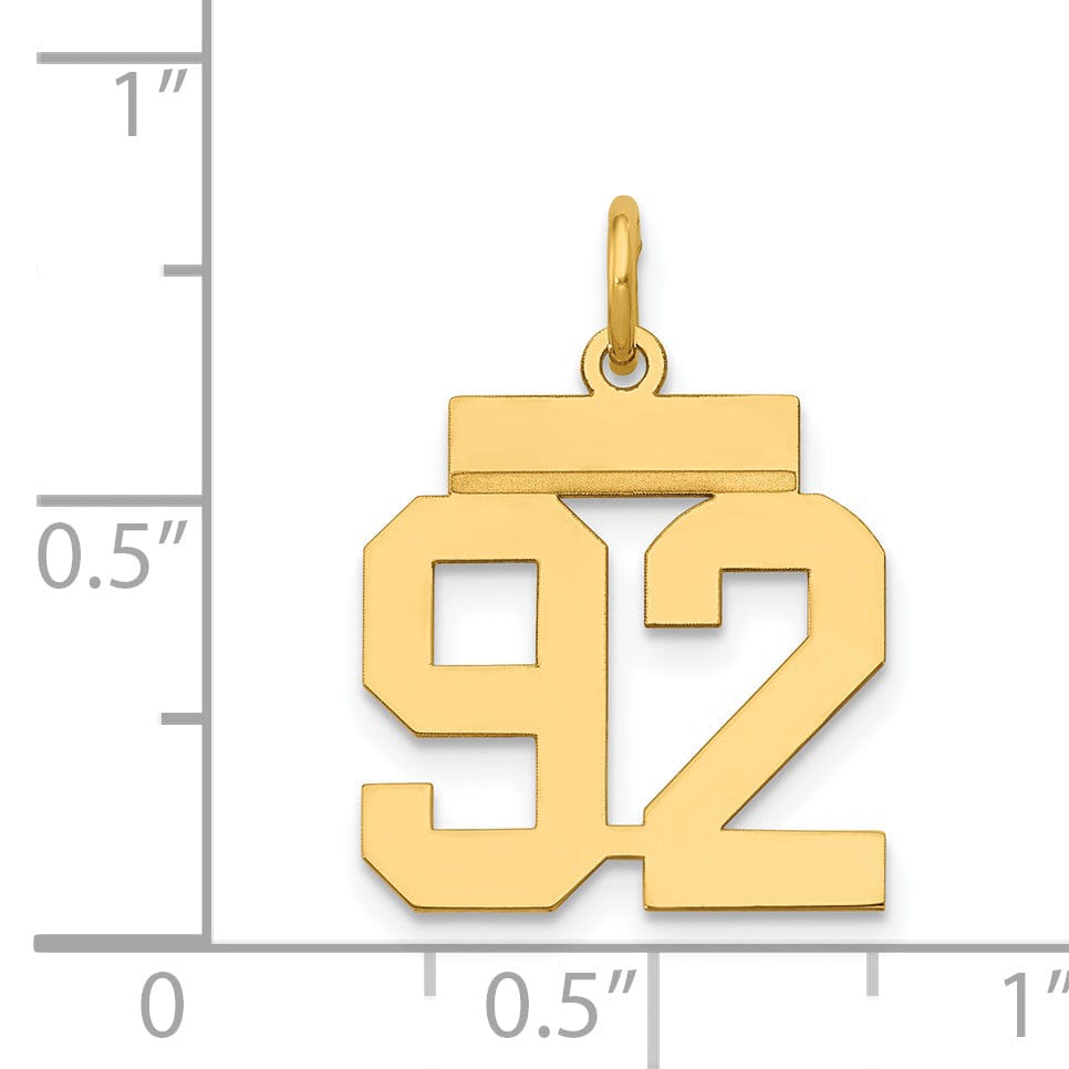 Lovely Rita's Pendants & Charms 14k Yellow Gold Polished Finish Small Size Number 92 Charm Pendant