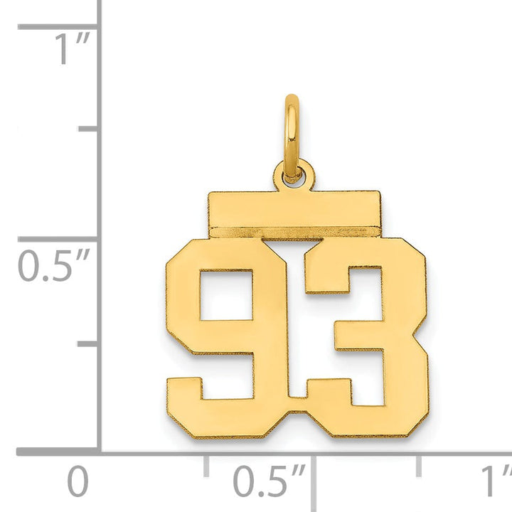 Lovely Rita's Pendants & Charms 14k Yellow Gold Polished Finish Small Size Number 93 Charm Pendant
