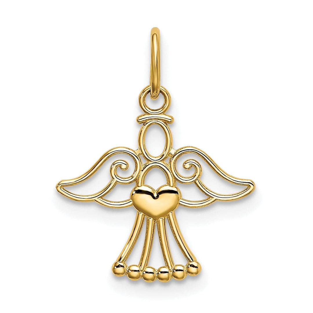 Lovely Rita's Pendants & Charms 14k Yellow Gold Polished Finish Small Solid Angel with Heart Pendant