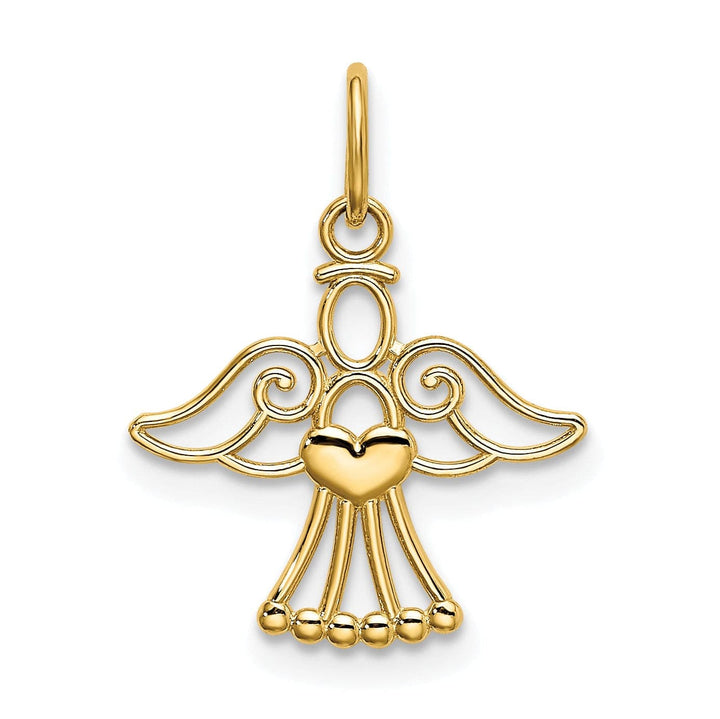 Lovely Rita's Pendants & Charms 14k Yellow Gold Polished Finish Small Solid Angel with Heart Pendant