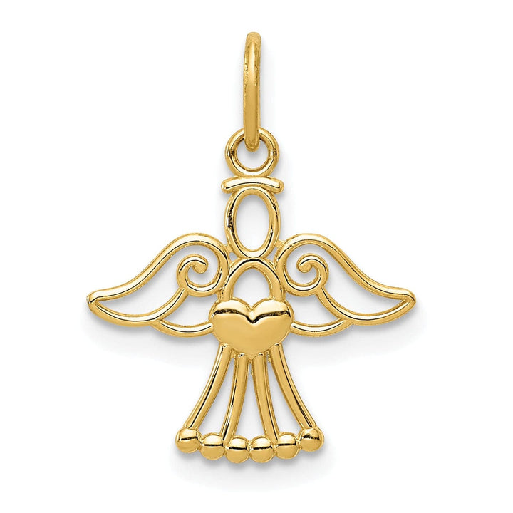 Lovely Rita's Pendants & Charms 14k Yellow Gold Polished Finish Small Solid Angel with Heart Pendant