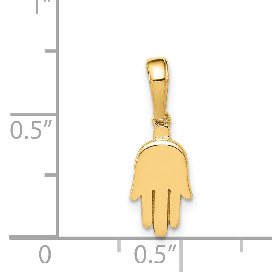 Lovely Rita's Pendants & Charms 14K Yellow Gold Polished Finish Small Solid Hamsa Charm Pendant