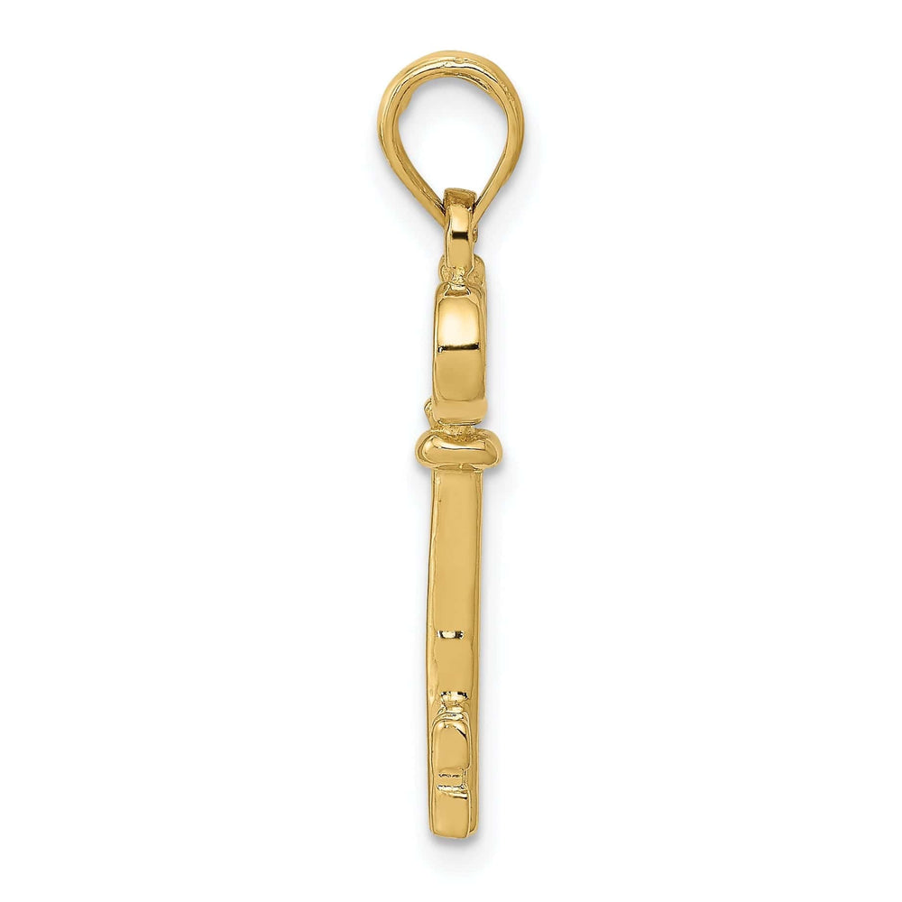 Lovely Rita's Pendants & Charms 14K Yellow Gold Polished Finish Solid 3-D Key Charm Pendant