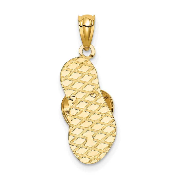 Lovely Rita's Pendants & Charms 14k Yellow Gold Polished Finish Solid 3-Dimensional Flip Flop Beach Sandle Pendant