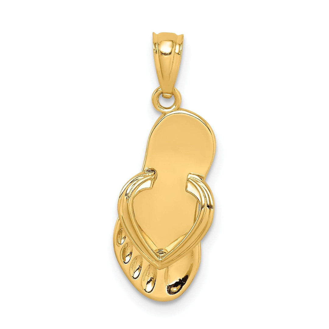 Lovely Rita's Pendants & Charms 14k Yellow Gold Polished Finish Solid 3-Dimensional Flip Flop Beach Sandle Pendant