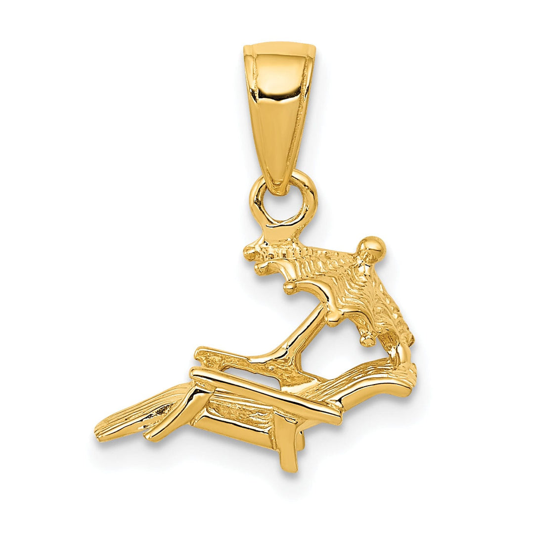 Lovely Rita's Pendants & Charms 14K Yellow Gold Polished Finish Solid 3-Dimensional Lounge Beach Chair and Umbrella Charm Pendant