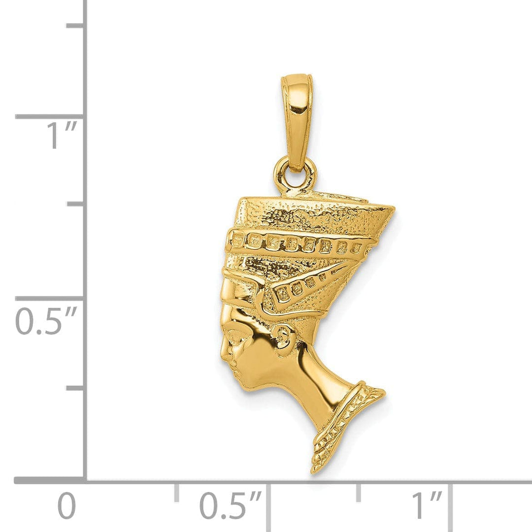 Lovely Rita's Pendants & Charms 14k Yellow Gold Polished Finish Solid 3-Dimensional Queen Nefertiti Charm Pendant