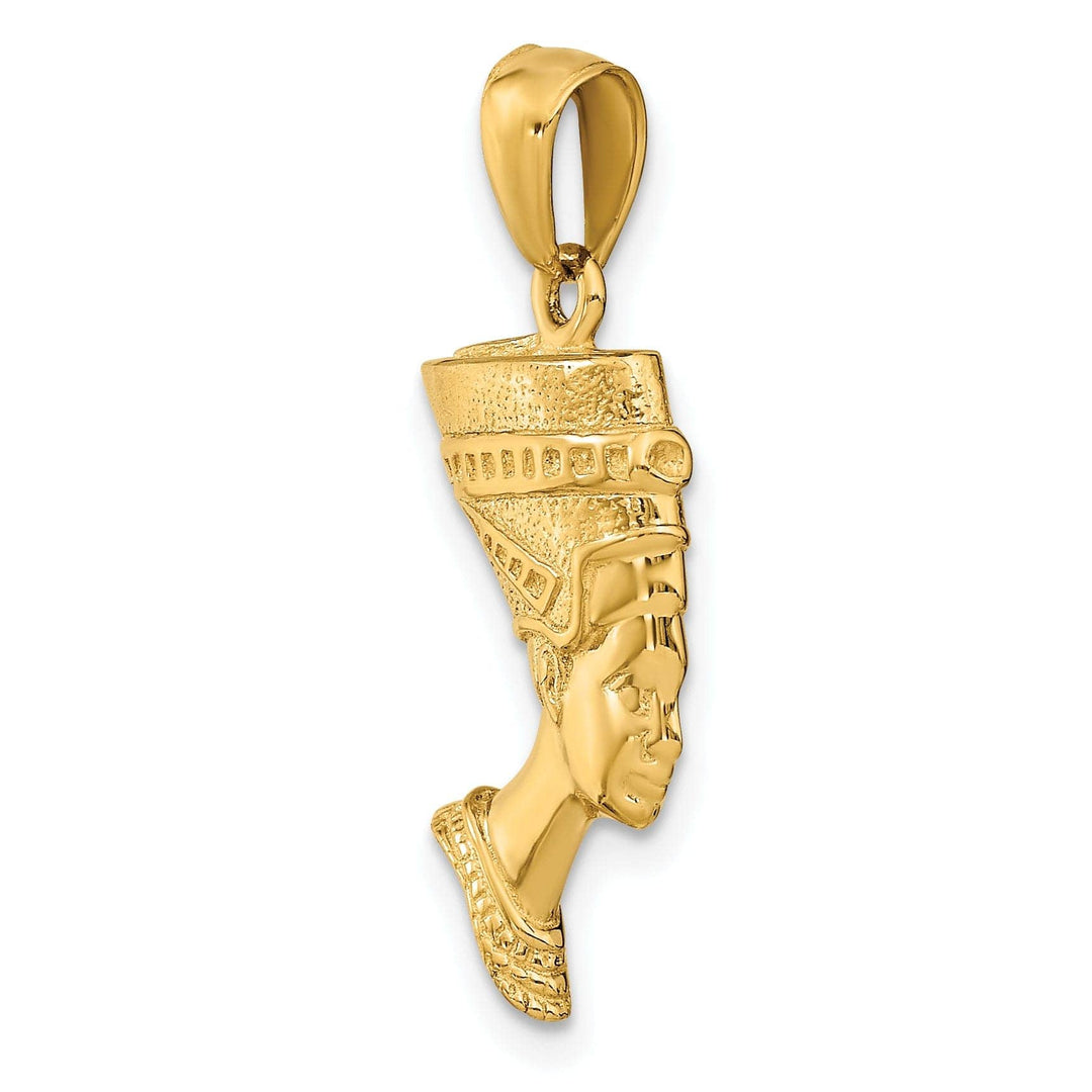 Lovely Rita's Pendants & Charms 14k Yellow Gold Polished Finish Solid 3-Dimensional Queen Nefertiti Charm Pendant
