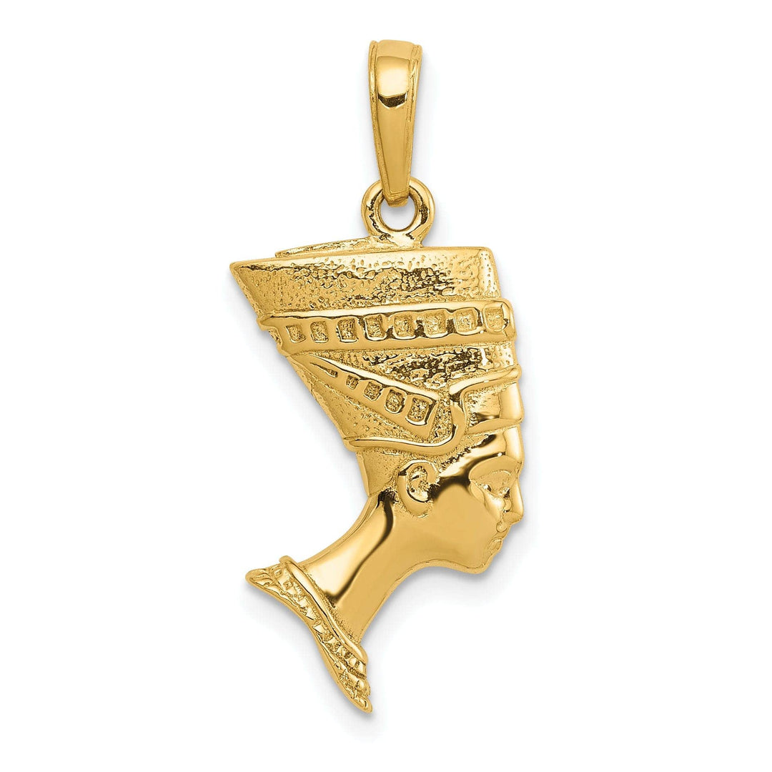 Lovely Rita's Pendants & Charms 14k Yellow Gold Polished Finish Solid 3-Dimensional Queen Nefertiti Charm Pendant
