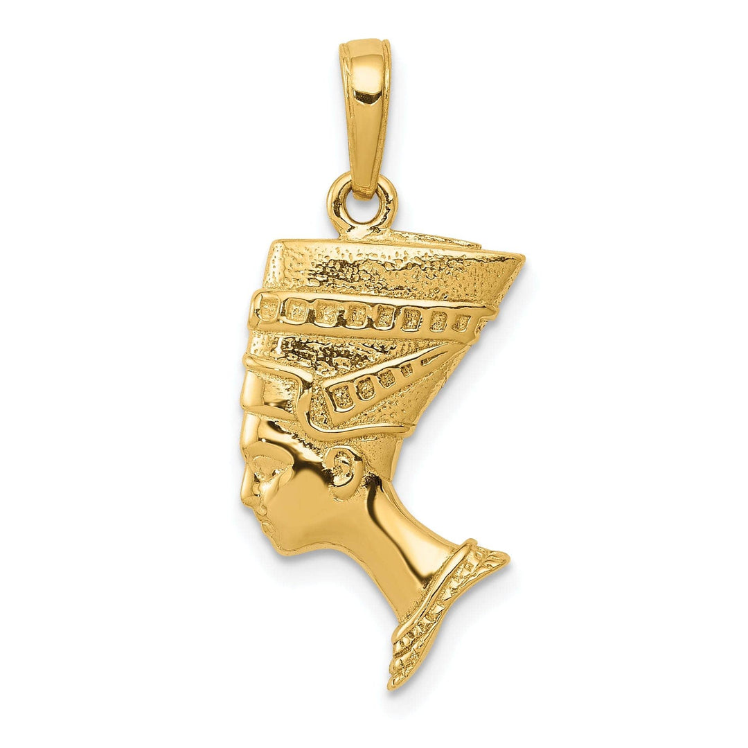Lovely Rita's Pendants & Charms 14k Yellow Gold Polished Finish Solid 3-Dimensional Queen Nefertiti Charm Pendant