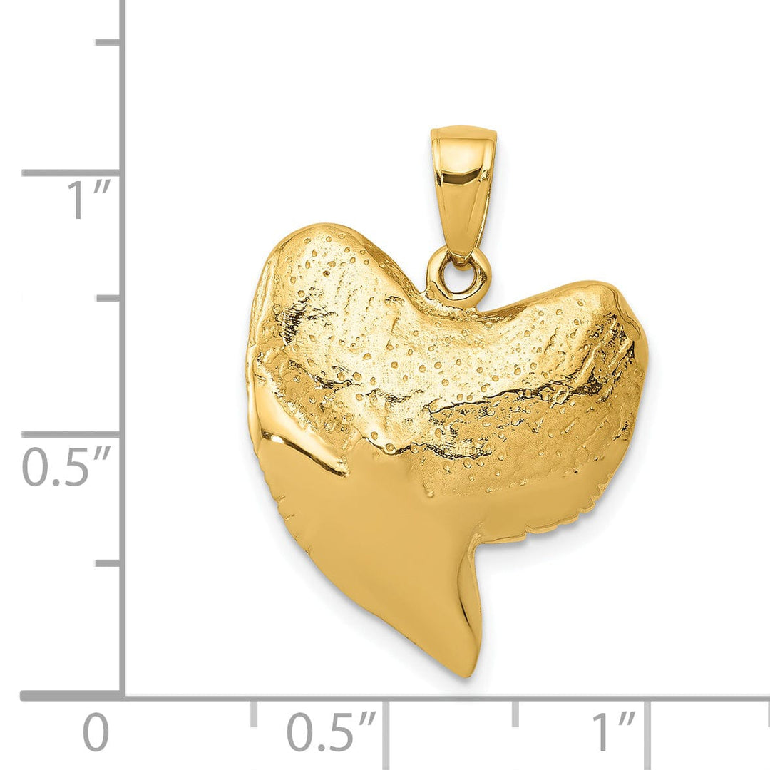 Lovely Rita's Pendants & Charms 14K Yellow Gold Polished Finish Solid 3-Dimensional Shark Tooth Charm Pendant