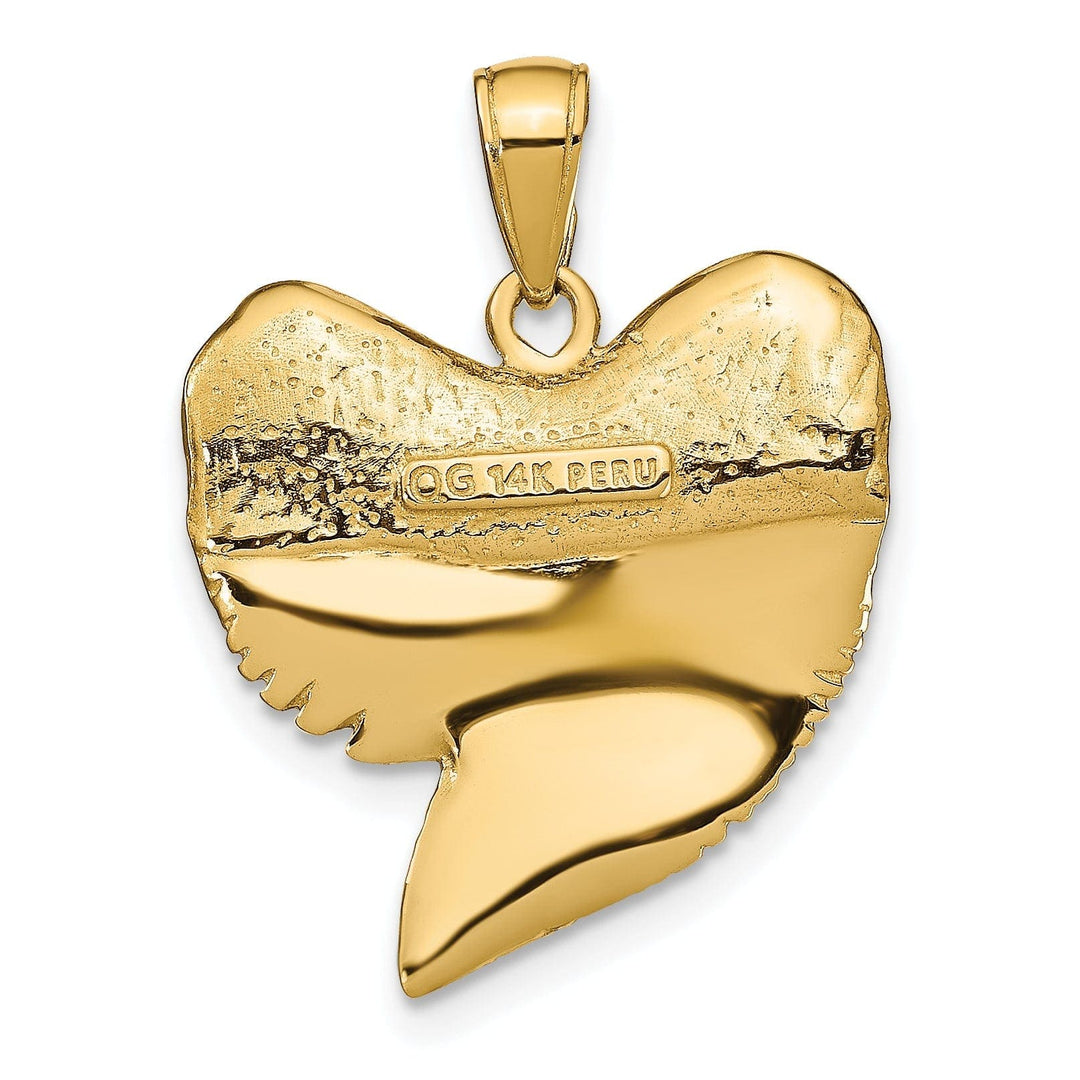 Lovely Rita's Pendants & Charms 14K Yellow Gold Polished Finish Solid 3-Dimensional Shark Tooth Charm Pendant