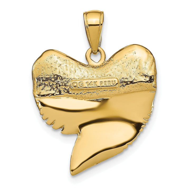 Lovely Rita's Pendants & Charms 14K Yellow Gold Polished Finish Solid 3-Dimensional Shark Tooth Charm Pendant