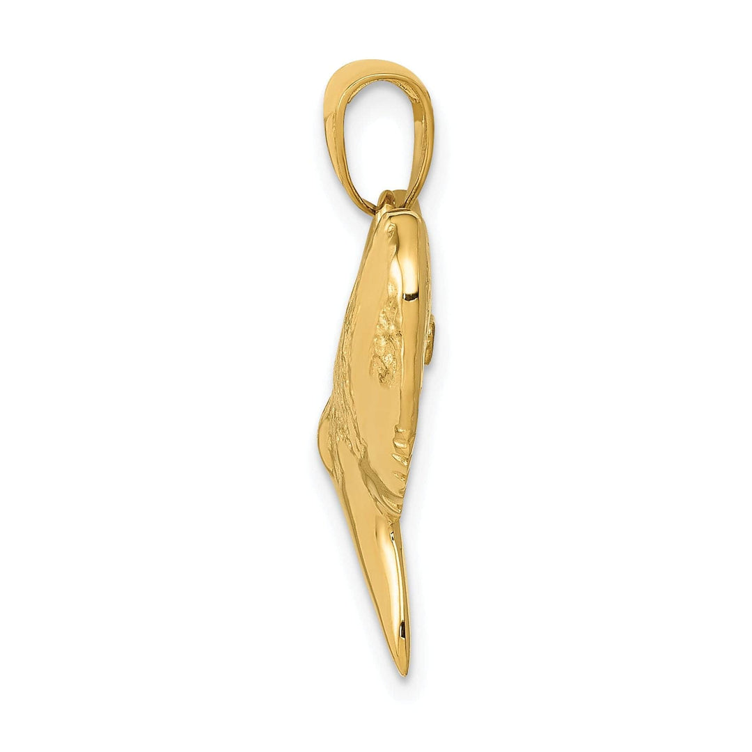 Lovely Rita's Pendants & Charms 14K Yellow Gold Polished Finish Solid 3-Dimensional Shark Tooth Charm Pendant