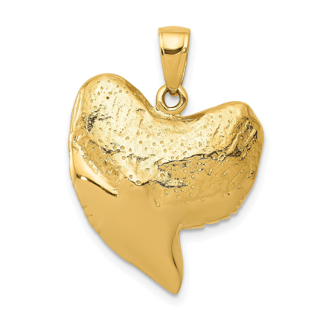 Lovely Rita's Pendants & Charms 14K Yellow Gold Polished Finish Solid 3-Dimensional Shark Tooth Charm Pendant