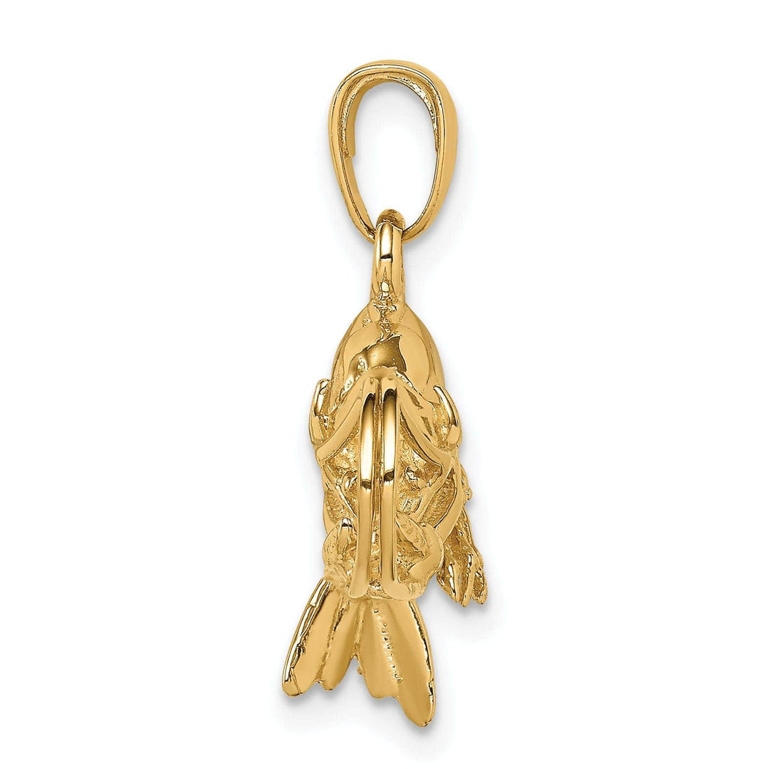 Lovely Rita's Pendants & Charms 14K Yellow Gold Polished Finish Solid 3-Dimensional Shrimp Charm Pendant